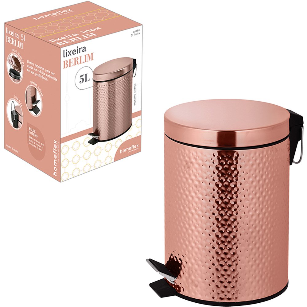 Lixeira Berlim 5 Litros Rose Gold - Home Flex