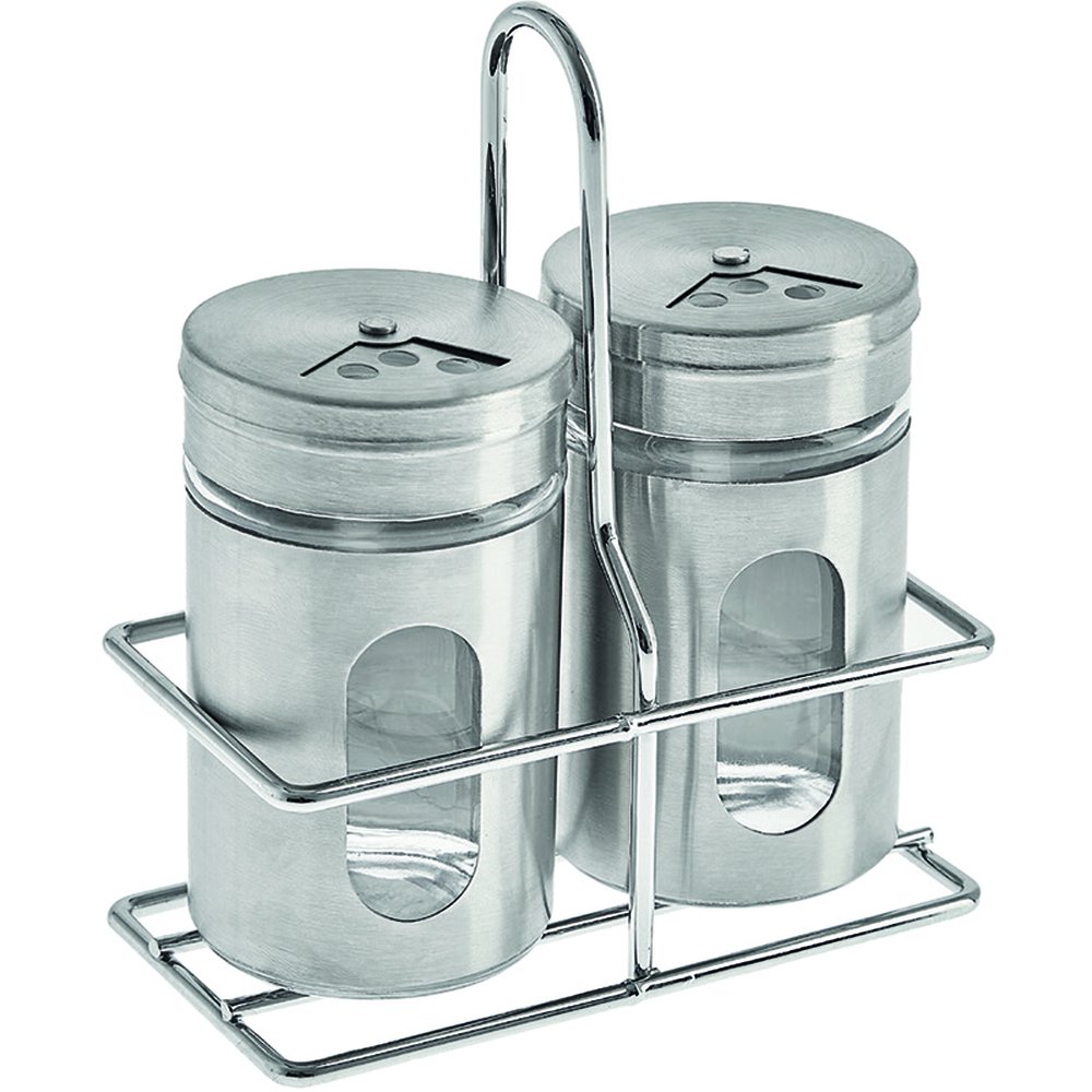 Saleiro Pimenteiro Com Suporte Inox 3 Pecas - Hauskraft