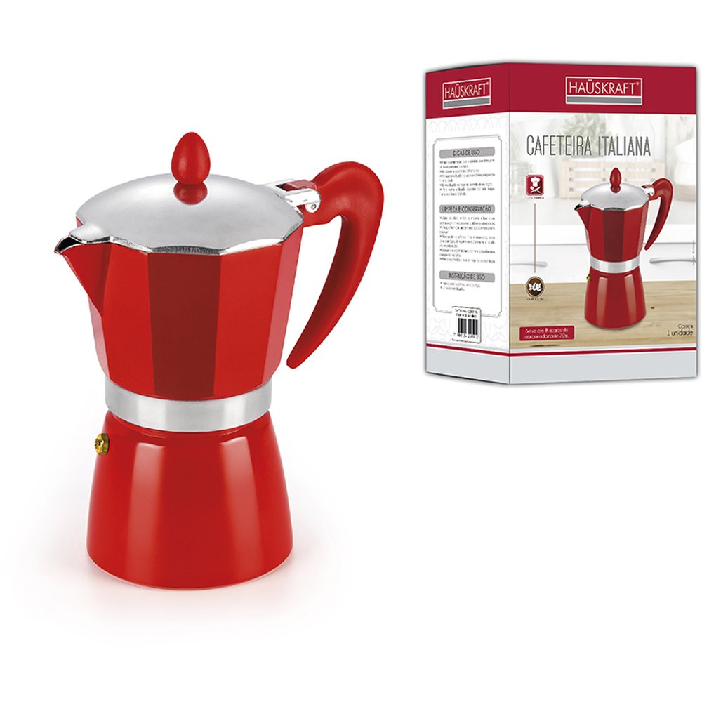 Cafeteira Italiana 9 Xicaras Vermelha - Hauskraft