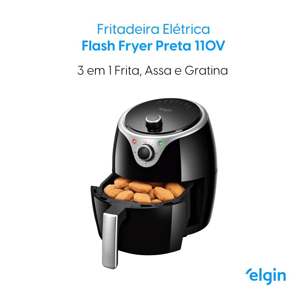 Fritadeira Elétrica Elgin 3,5 Litros Flash Fryer sem Óleo Preta ¿ 127 Volts