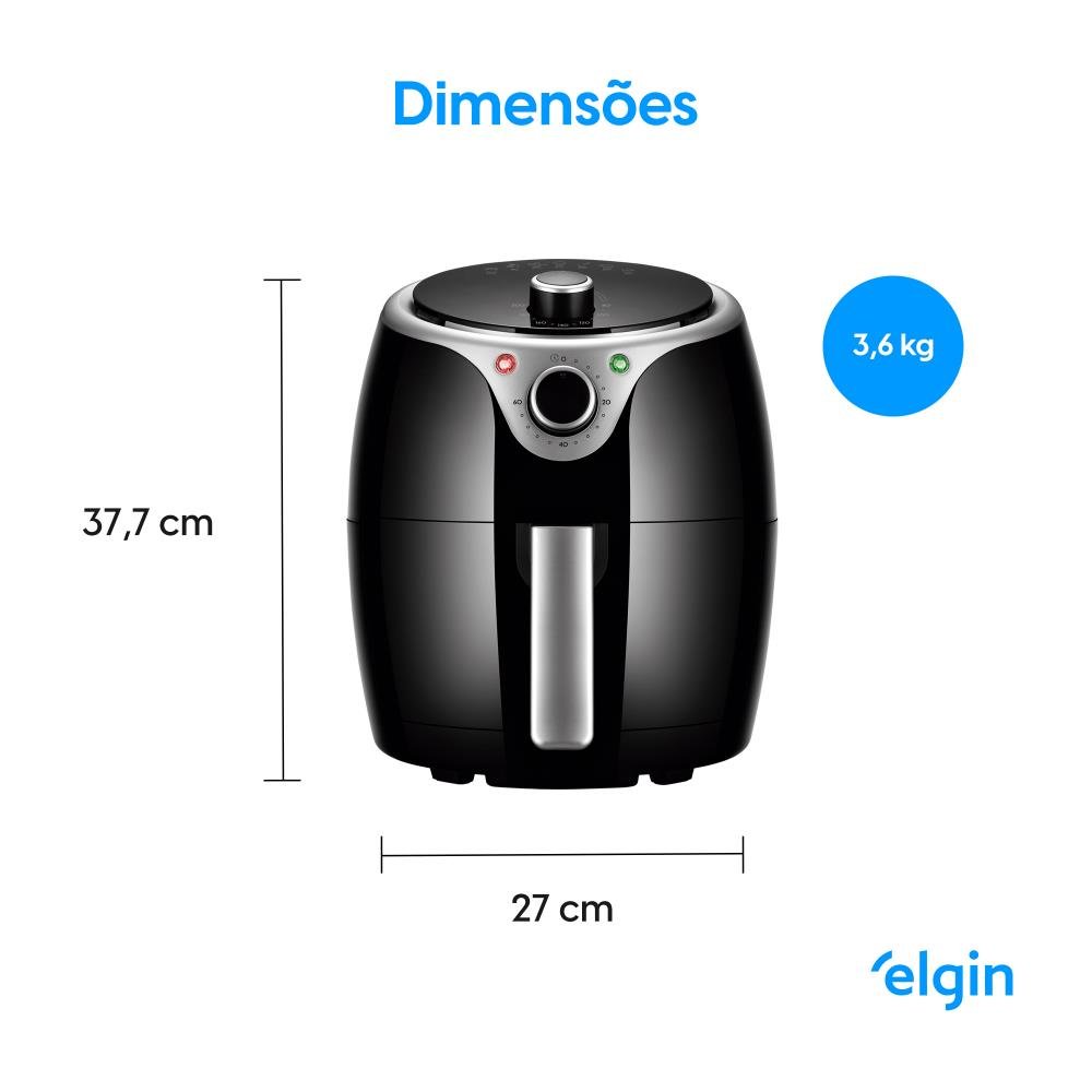 Fritadeira Elétrica Elgin 3,5 Litros Flash Fryer sem Óleo Preta ¿ 127 Volts