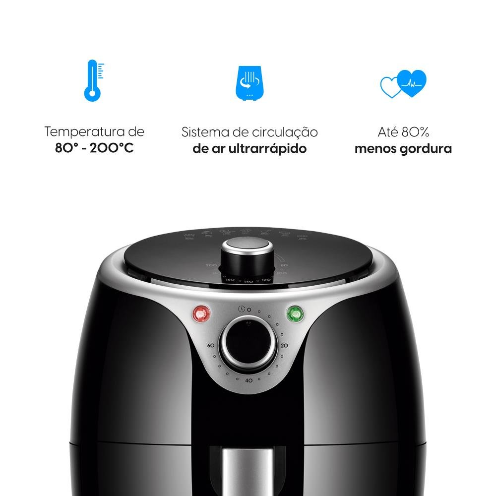 Fritadeira Elétrica Elgin 3,5 Litros Flash Fryer sem Óleo Preta ¿ 127 Volts