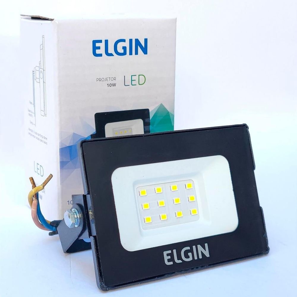 Projetor Luminária Led 10W 6500K Elgin Preto Bivolt