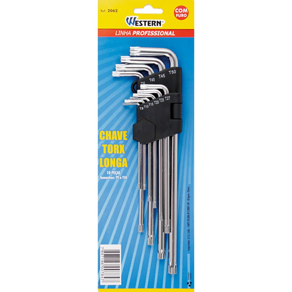 Chave Torx Longa Com Furo 10 Peças - Western