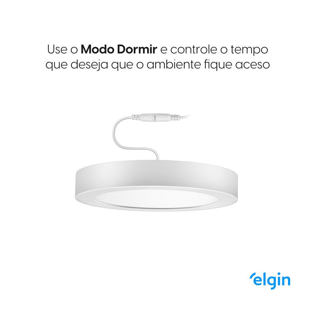 Painel Led Smart WiFi Redondo Sobrepor 18W 3000-6500K Elgin Bivolt