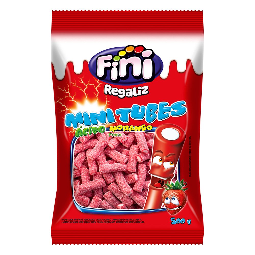 Mini Tubes Morango Azedinho 500g - Fini