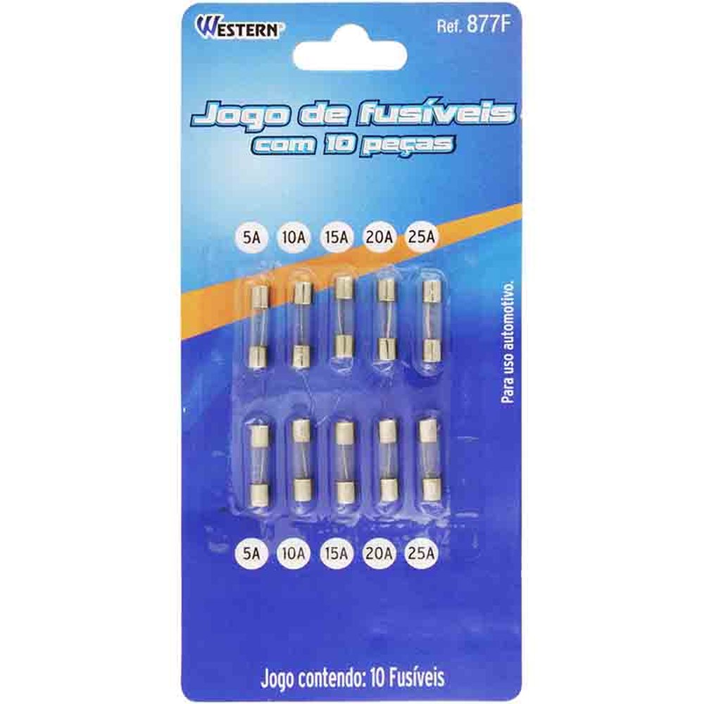 Fusivel Automotivo Vidro Jogo 10 Peças - Western