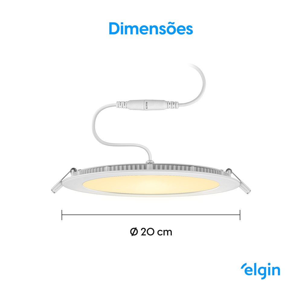 Painel Led Smart WiFi Redondo Embutir 18W 3000-6500K Elgin Bivolt