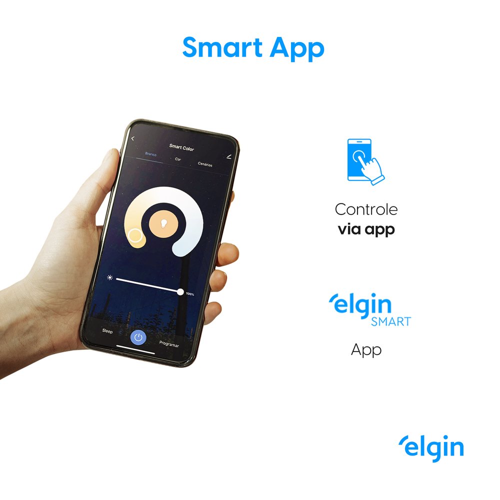 Painel Led Smart WiFi Redondo Embutir 18W 3000-6500K Elgin Bivolt