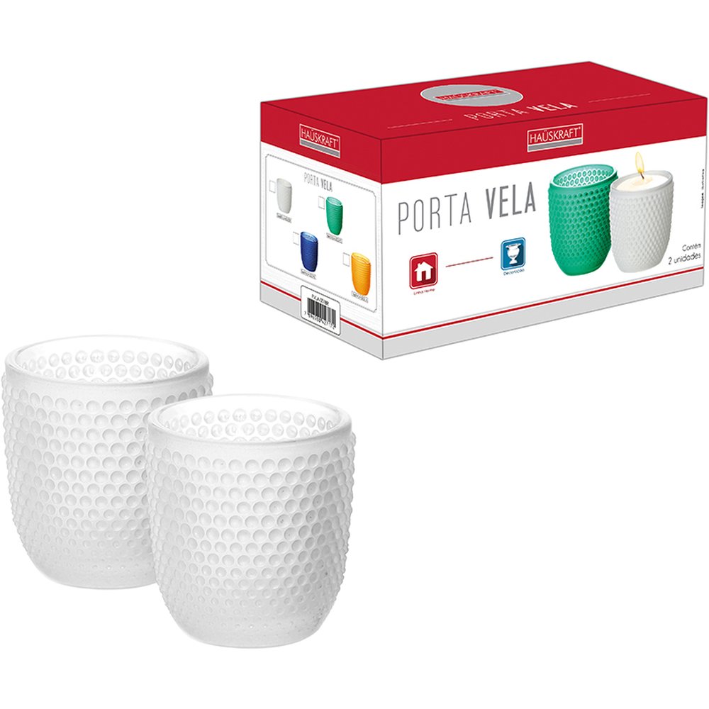 Porta Vela Cristal 7 Centimetros Branco 2 Pecas - Hauskraft