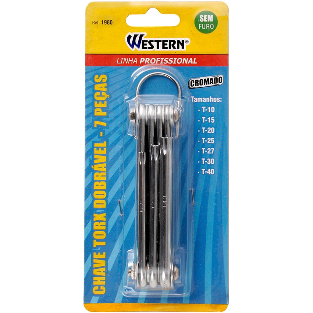 Chave Torx Dobravel Sem Furo 7 Peças - Western