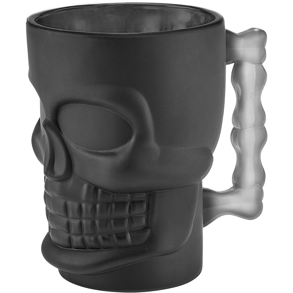 Caneca Caveira Vidro 500Ml Preta - Hauskraft