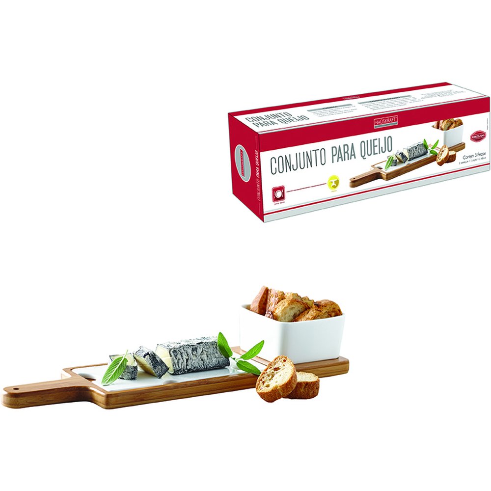 Conjunto Para Queijo Porcelana 37Cm 3 Pecas - Hauskraft