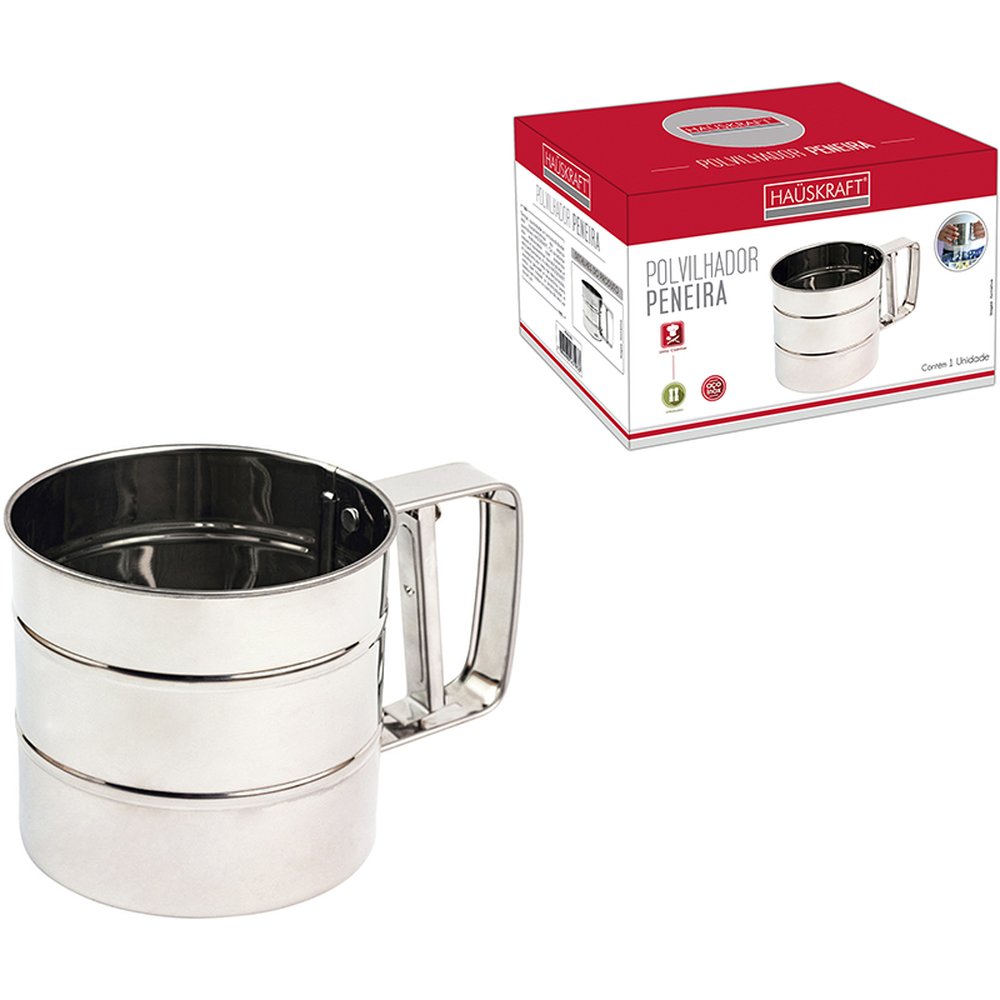 Polvilhador Peneira Inox 250 Gramas - Hauskraft