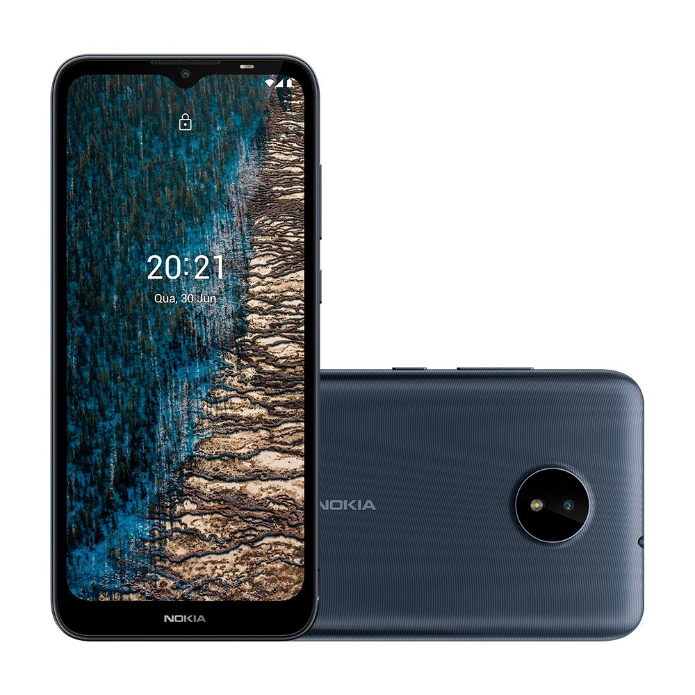 Smartphone Nokia C20 Plus Azul, Tela de 6.5", 4G+Wi-Fi, And. 11, Câm. Tras. de 5MP, Frontal de 5MP, 2GB RAM, 32GB