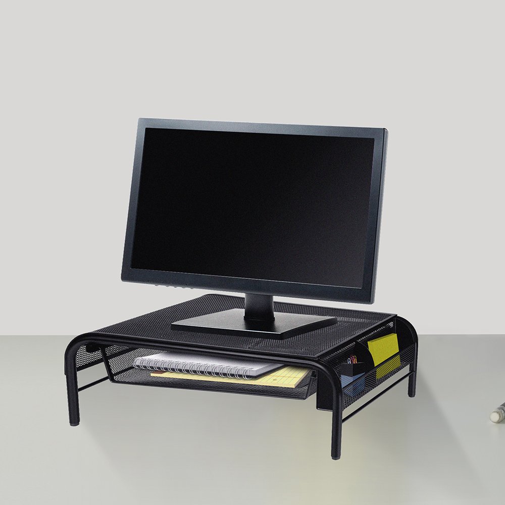 Suporte Para Monitor Com Organizador De Mesa Aramado Preto Keep - EI044