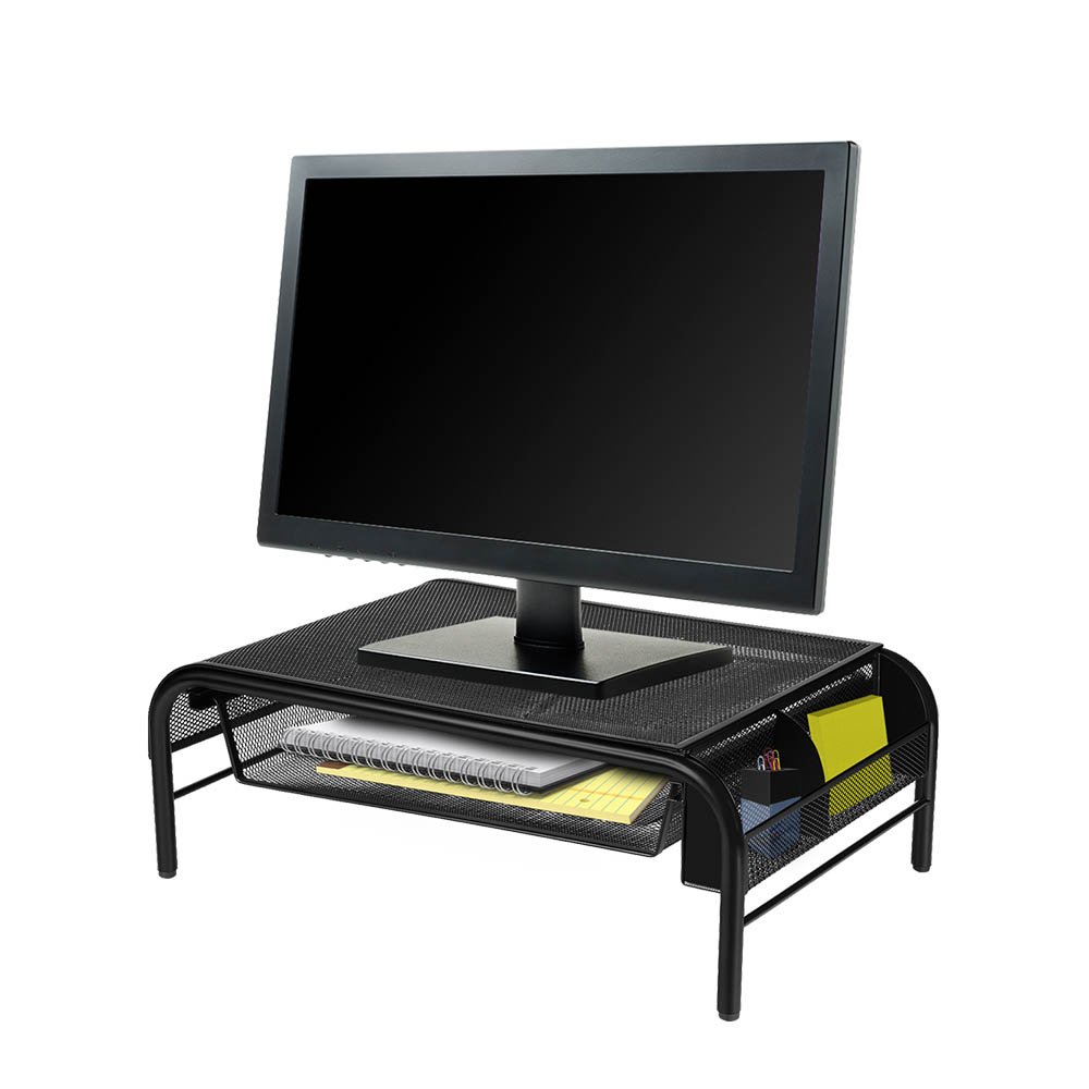 Suporte Para Monitor Com Organizador De Mesa Aramado Preto Keep - EI044
