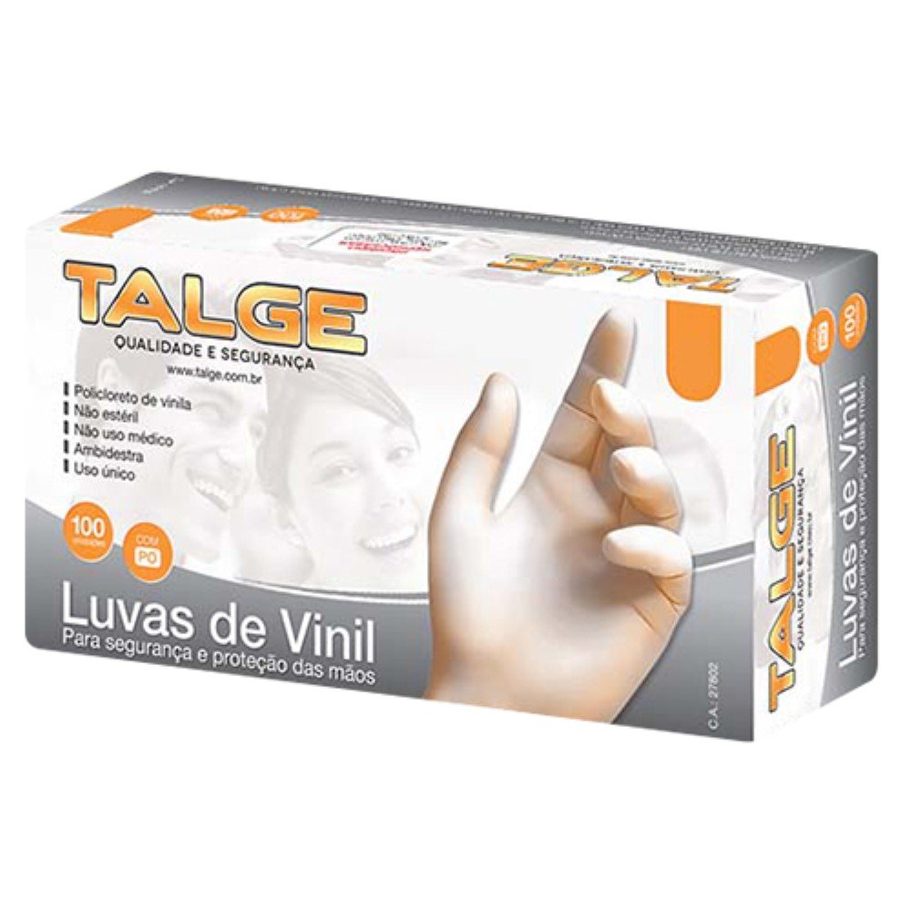 Luva Vinil Tamanho G Com 100 Unidades Com Po Talge
