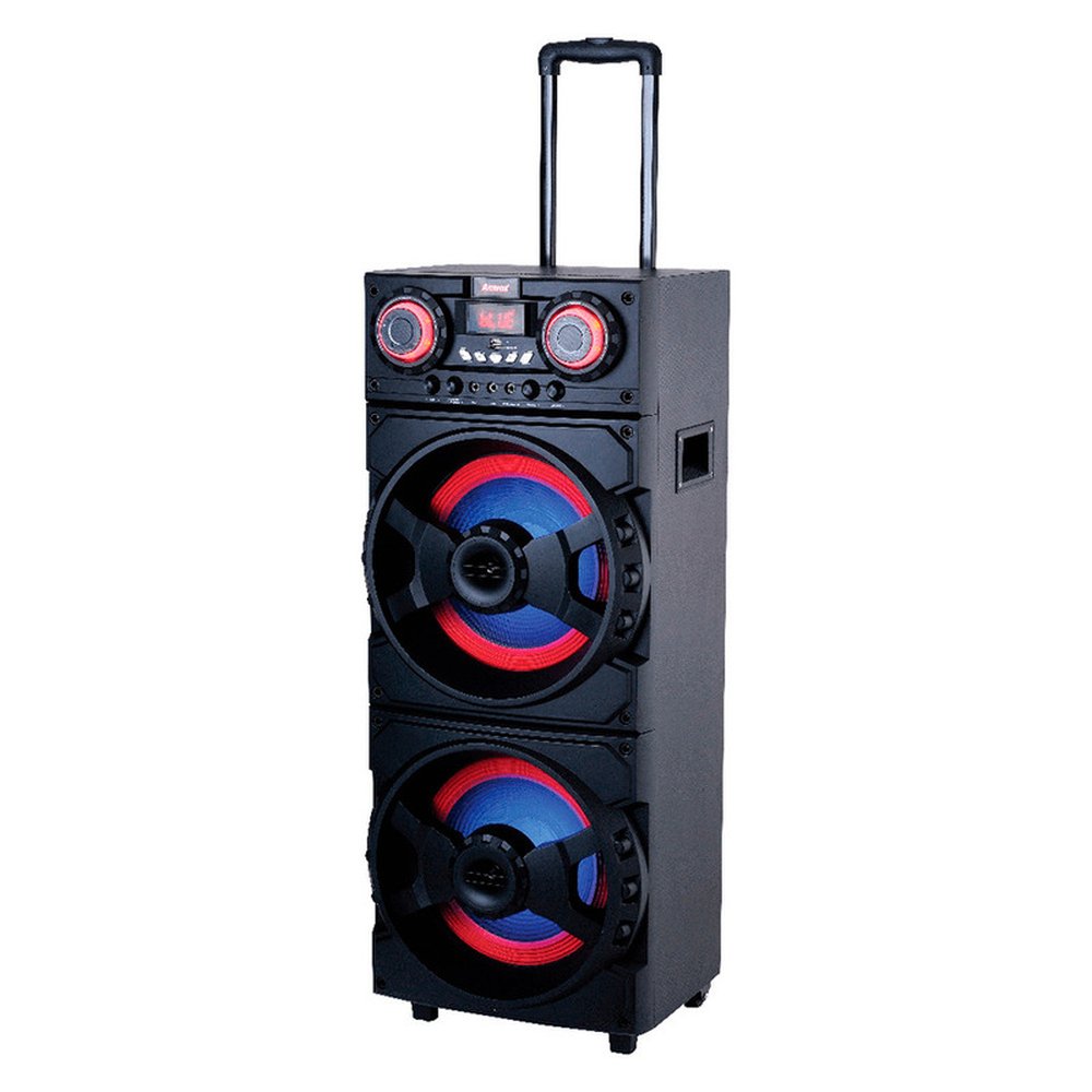 Caixa Amplificada Amvox Led Bluetooth USB MicroSD Auxiliar Rádio FM Bivolt 1000W ACA 1001 Turbo