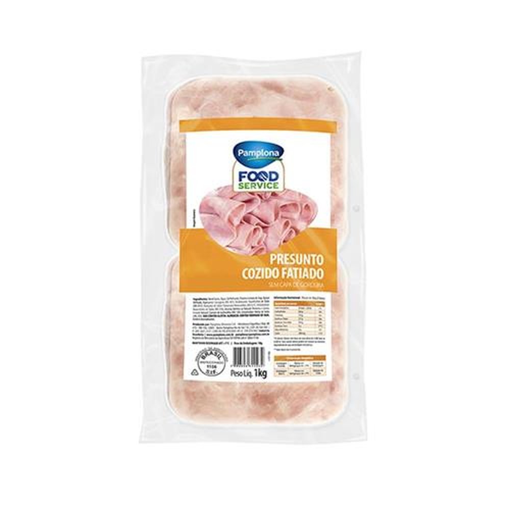 Presunto Cozido Fatiado Pamplona 1 Kg - Embalagem com 8 und. - Peso 8kg