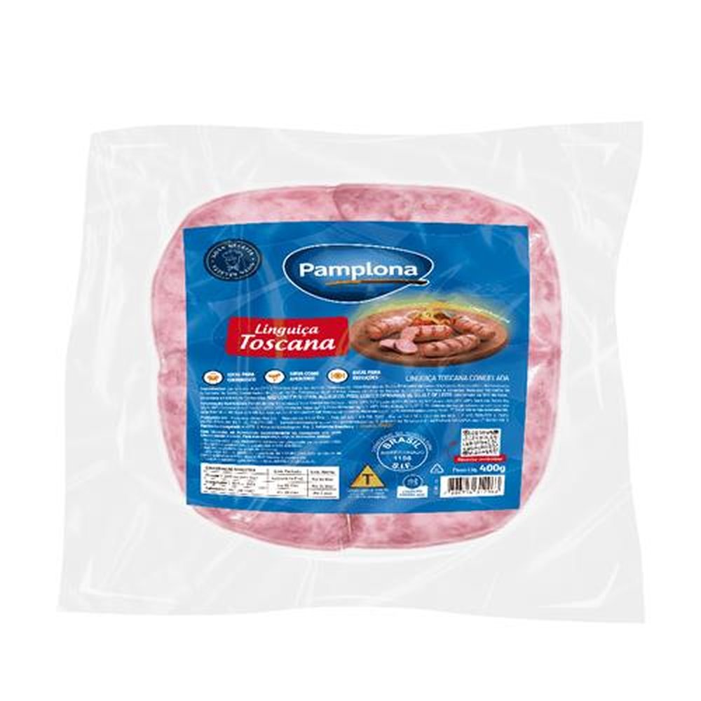 Linguiça Toscana Congelada 400g Pamplona - Embalagem com 10 und. - Peso 6kg