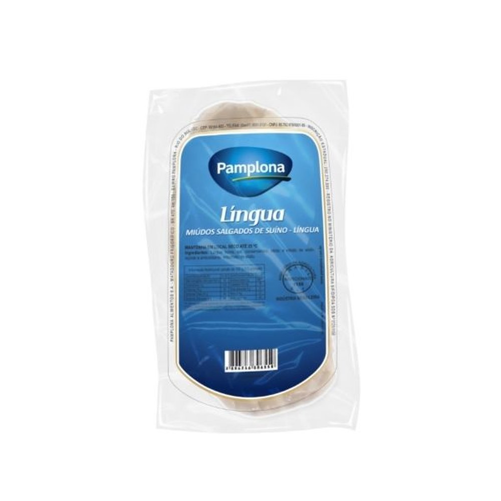 Língua Suína Salgada 500 a 625g Pamplona - Embalagem com 8 até 10 und. - Peso 5kg