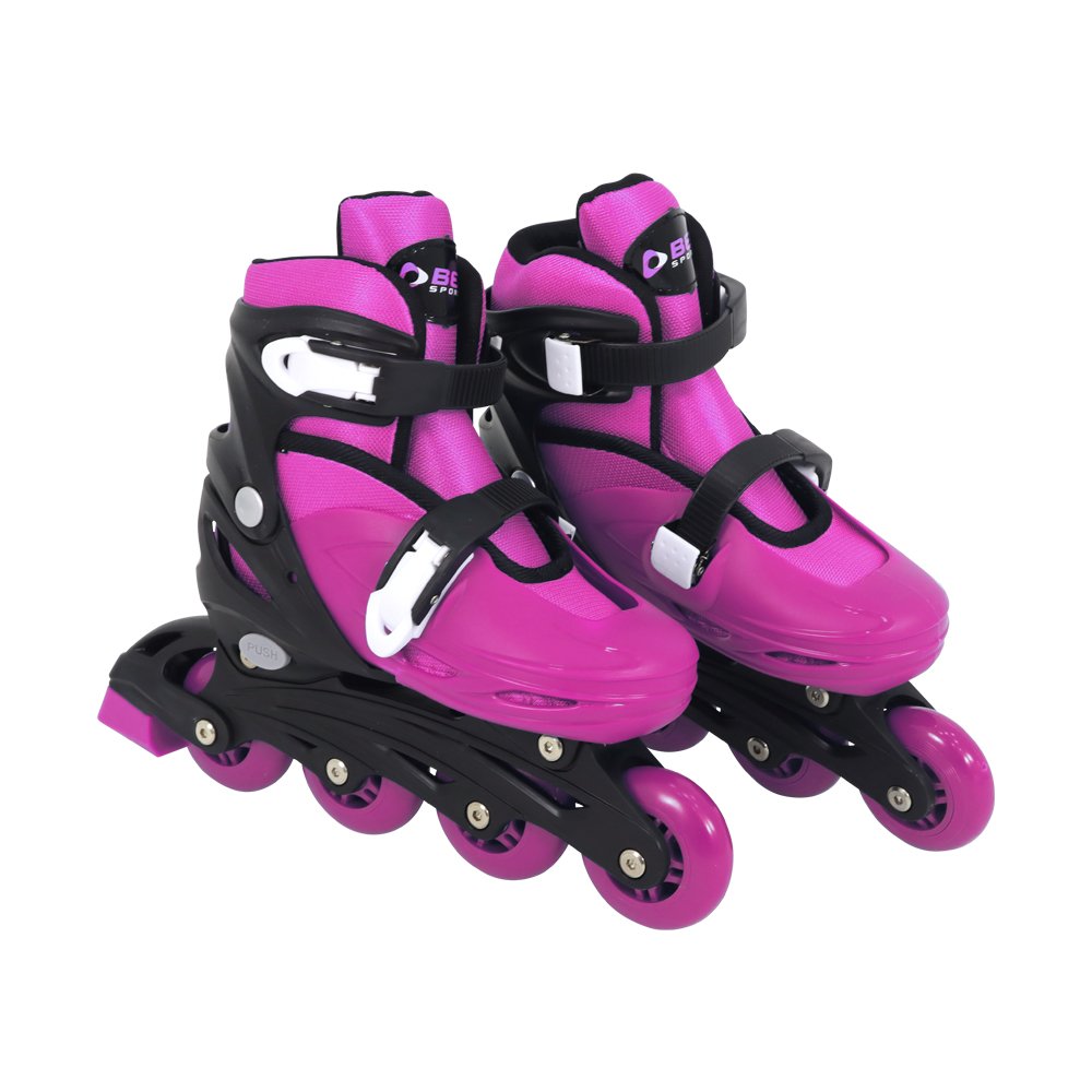 Kit Patins Inline Radical com Luva, Capacete, Joelheira e Cotoveleira Rosa G (37-40) Rosa Bel