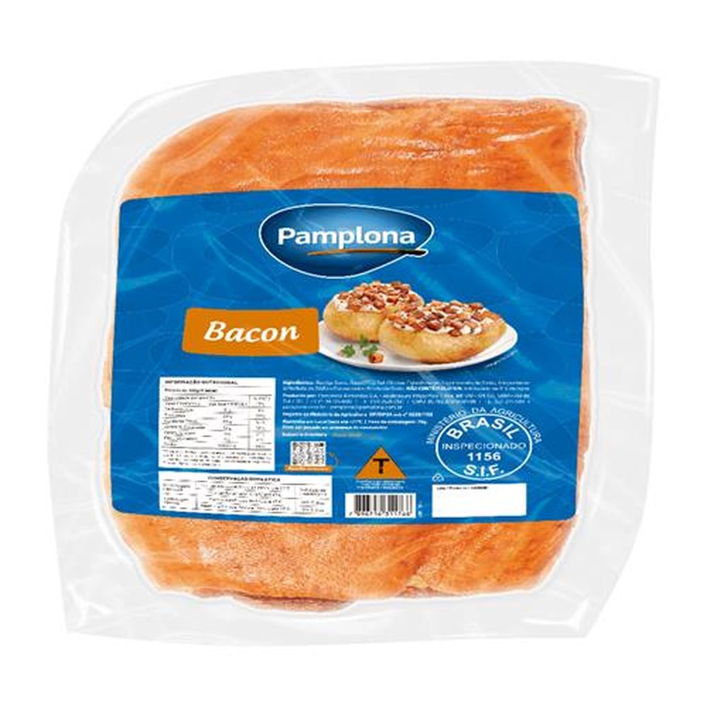 Bacon Defumado Manta Pamplona 2 a 3,3kg - Embalagem com 3 até 5 und. - Peso 10kg