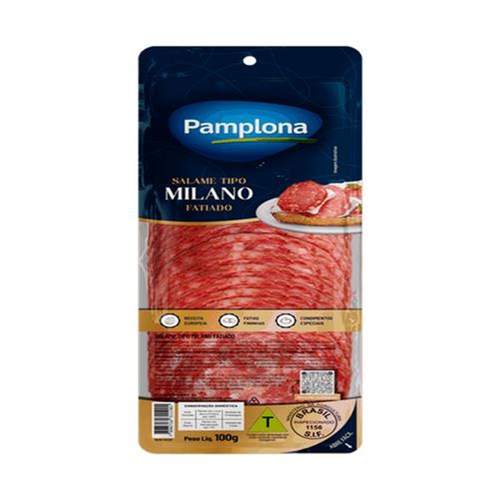 Salame Milano Fatiado 100g Pamplona - Embalagem com 12 und. - Peso 1,2kg