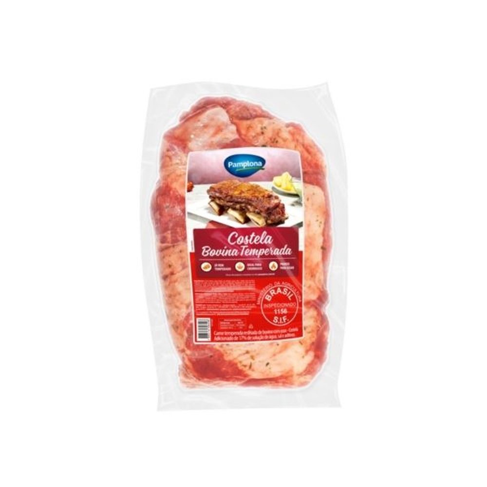 Costela Bovina Ripa Temperada Resfriada 800g a 1,3kg Pamplona - Embalagem com 9 até 13 und. - Peso 10kg