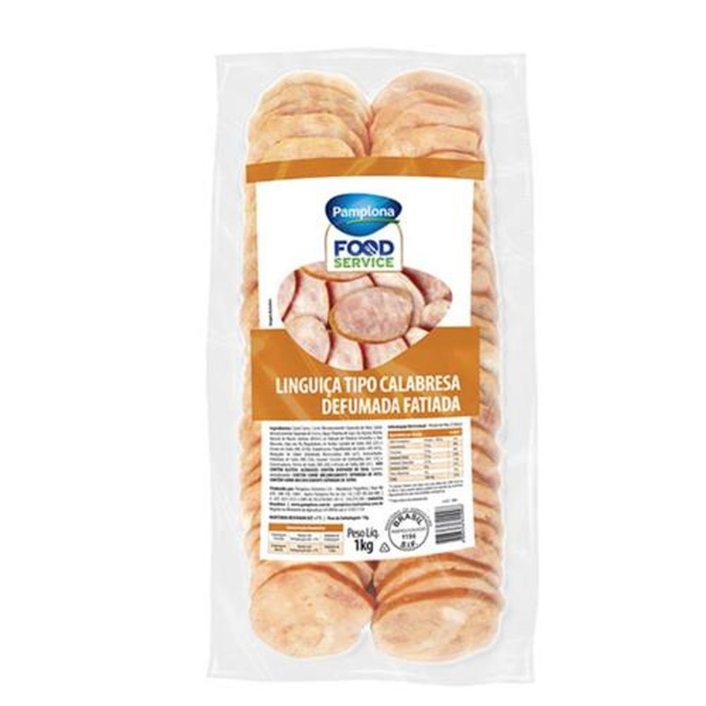 Linguiça Calabresa Fatiada Pamplona 1 Kg - Embalagem com 8 - Peso 8kg