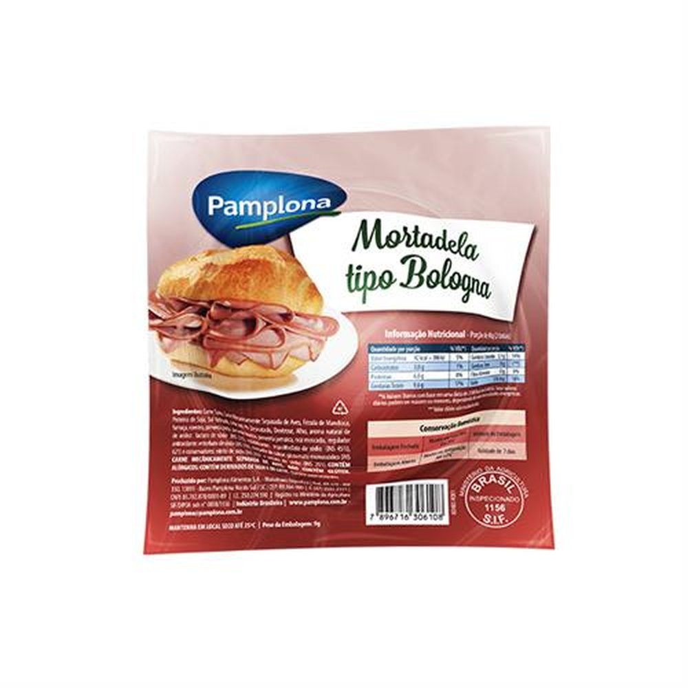 Mortadela Defumada 500g a 600g Pamplona - Embalagem com 8 até 10 und. - Peso 5kg