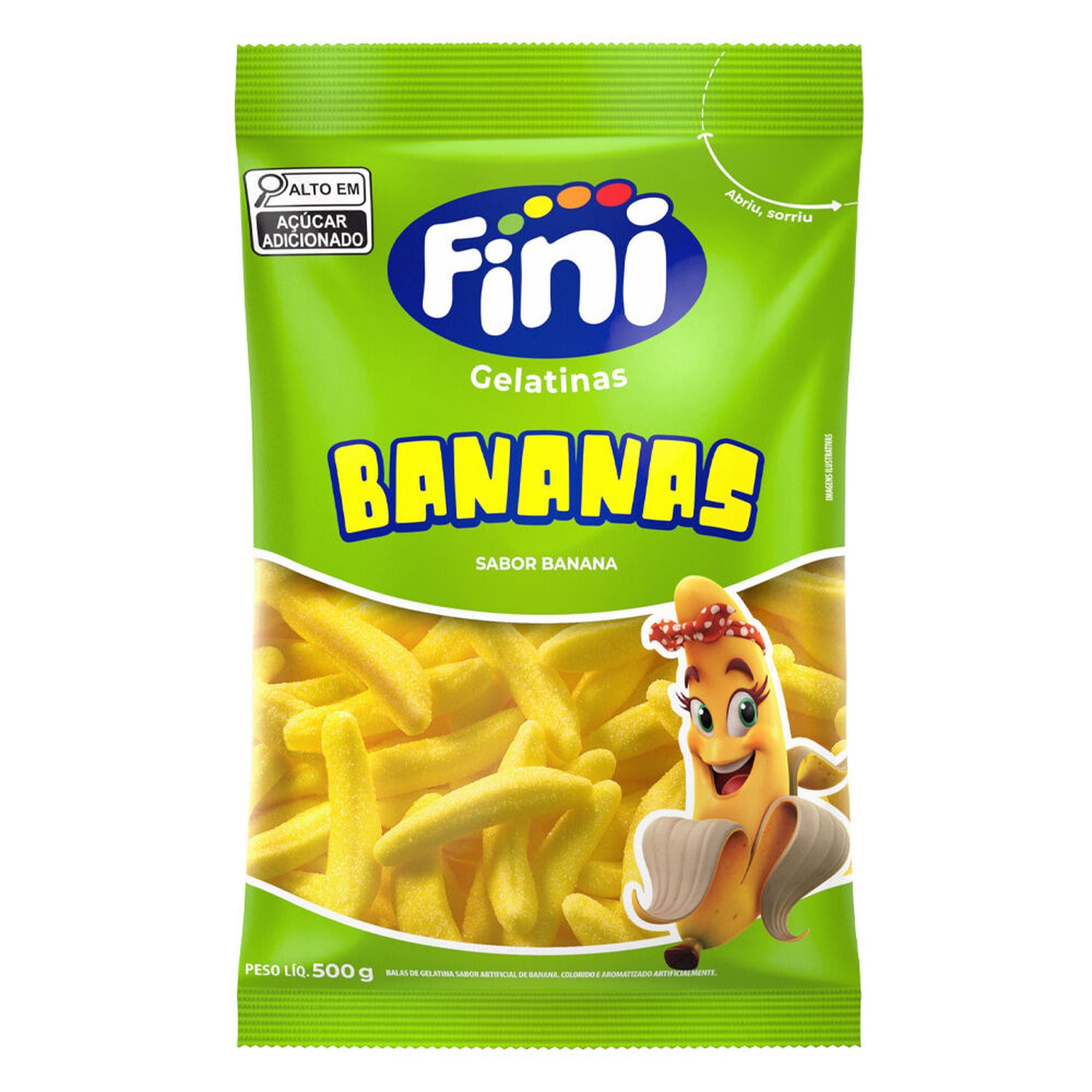 Bala De Gelatina Bananas Pacote 500G Fini