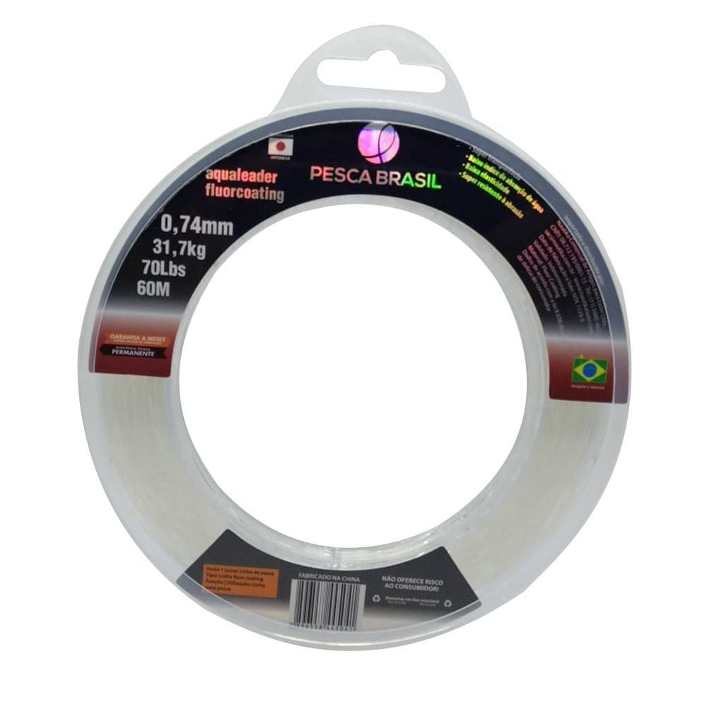 Linha Mono Aqualeader Fluorcoating 0,43mm/60m/25lb Transparente Pesca Brasil