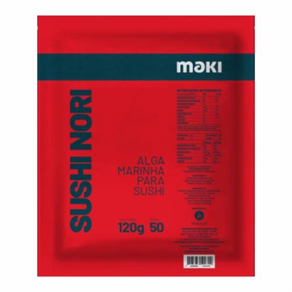 Alga Red Maki 120g - Embalagem contém 50 folhas