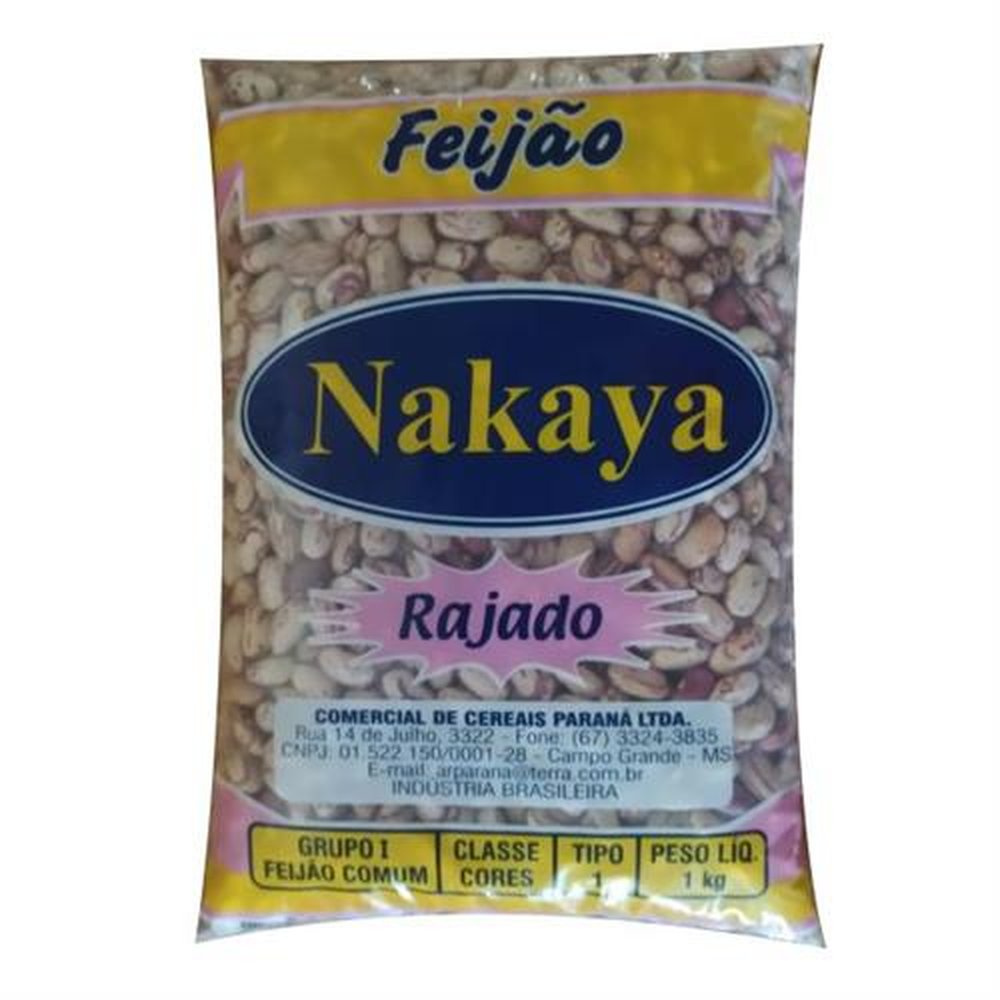 Feijão Rajado Nakaya Tipo 1 1kg - Embalagem contém 10 pacotes