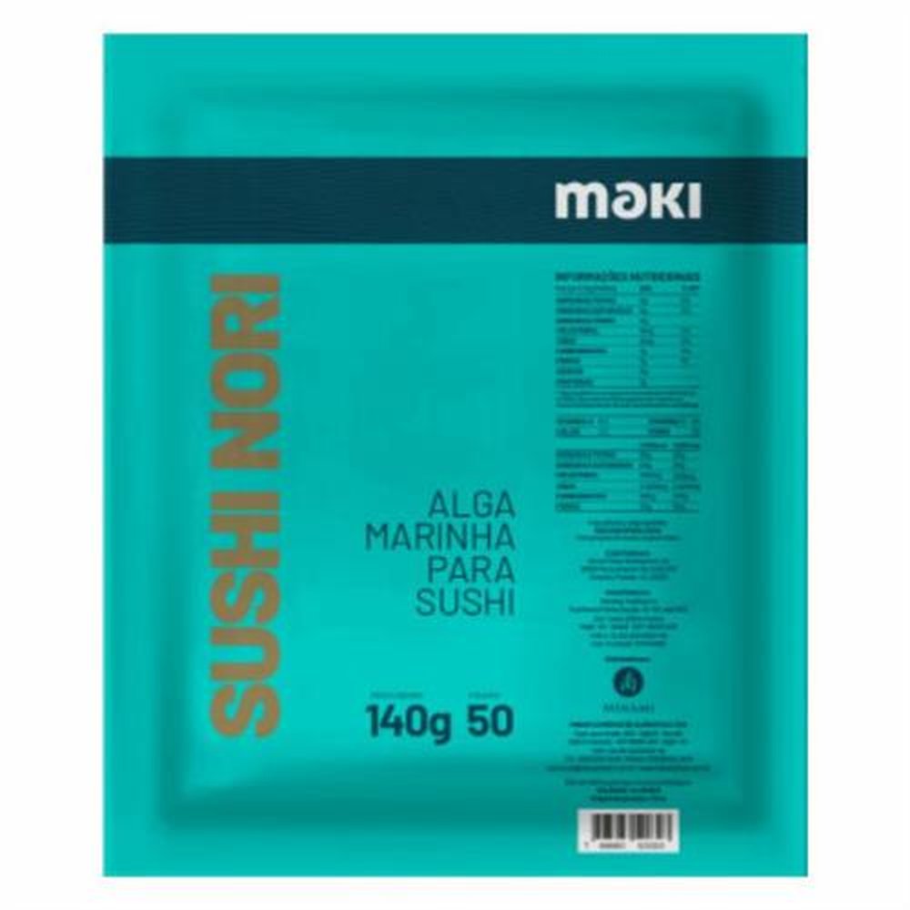 Alga Tradicional Maki 140g - Embalagem contém 50 folhas