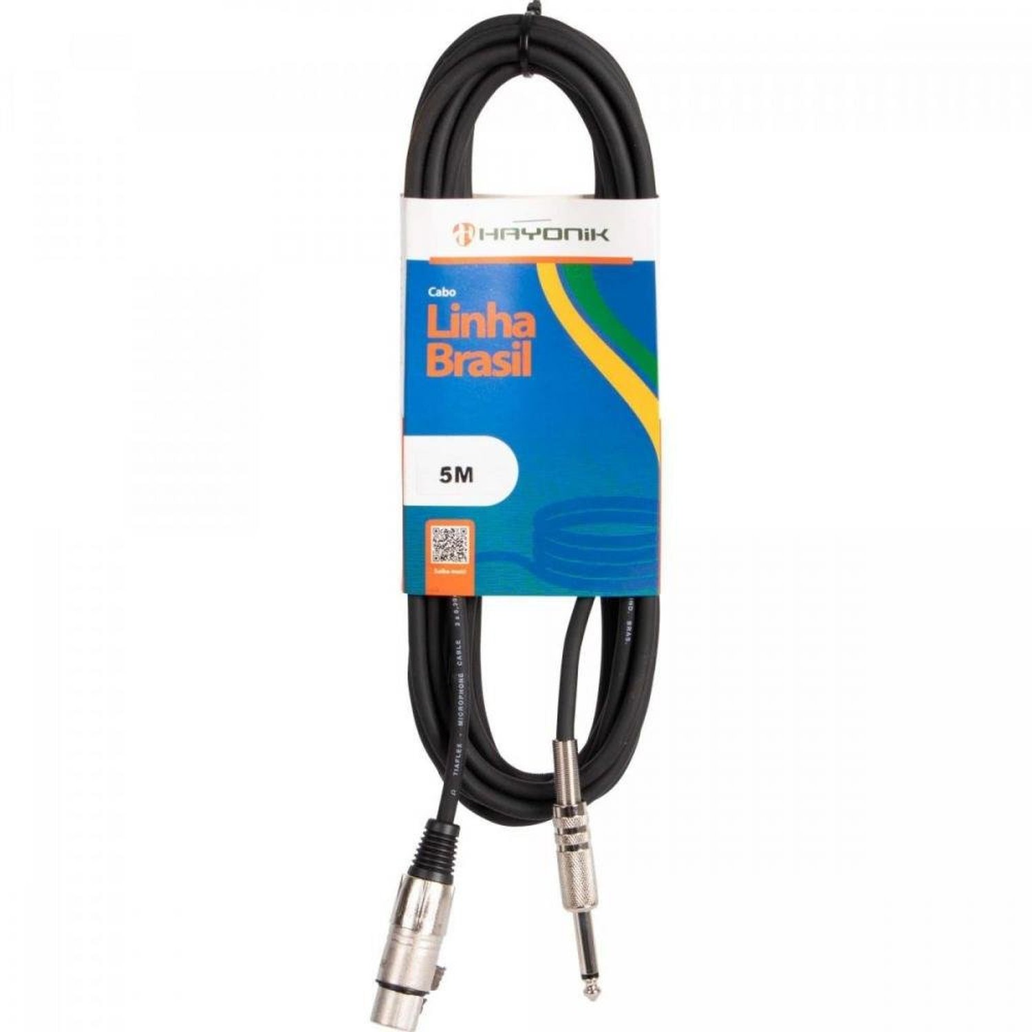 Cabo para Microfone Linha BRASIL XLR(F) X P10 5 Metros Preto HAYONIK