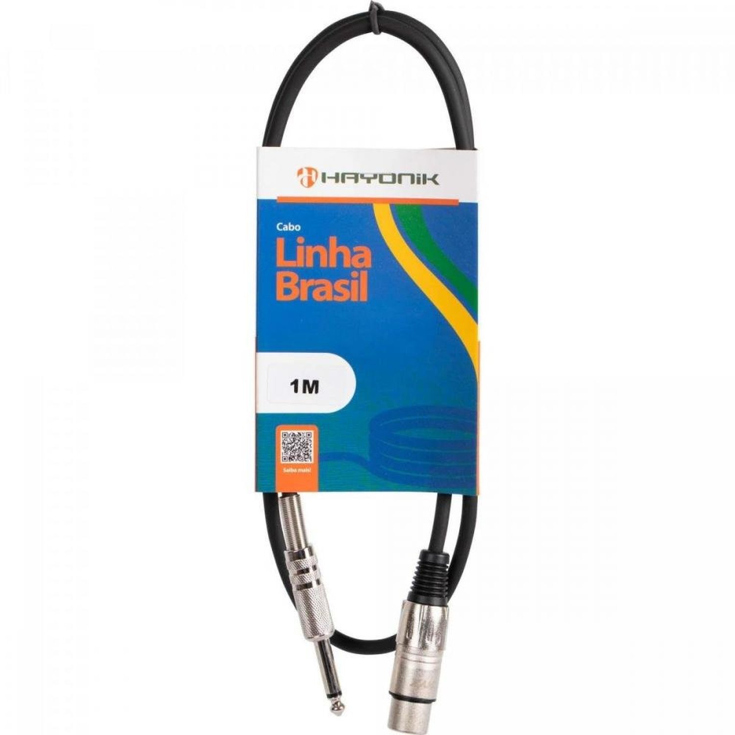 Cabo para Microfone Linha BRASIL XLR(F) X P10 1 Metro Preto HAYONIK