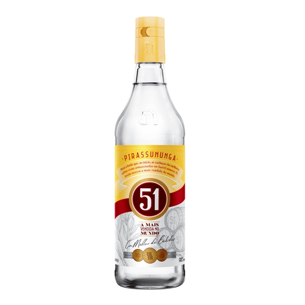 Cachaça Pirassununga 51 965ml - Embalagem com 12 Unidades