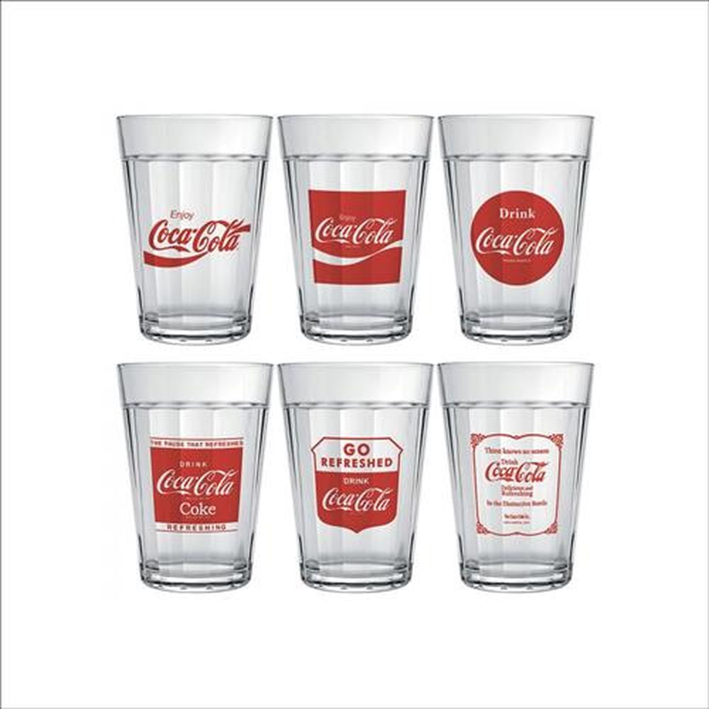 Copo Coca-Cola 190Ml Vidro Decorações Sortidas Com 6 Peças Americano