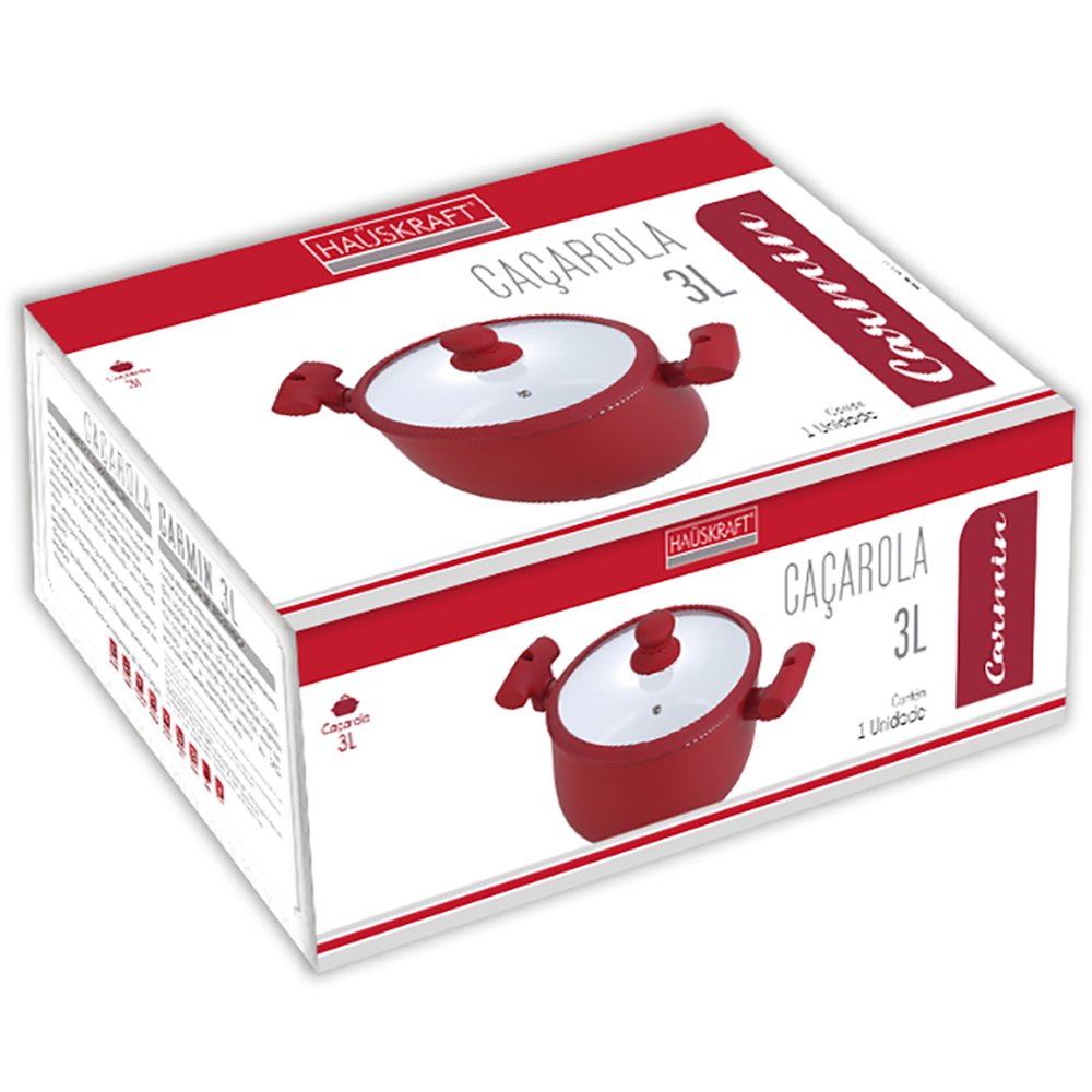 Jogo De Panelas Carmin Vermelho 5 Pecas - Hauskraft