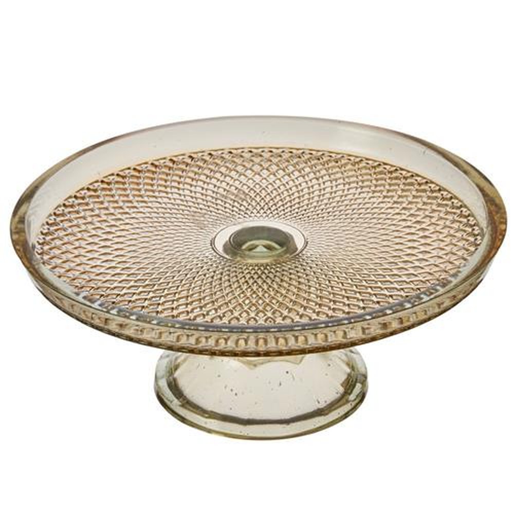 Prato de Bolo de Vidro com Pé Dourado Vitazza