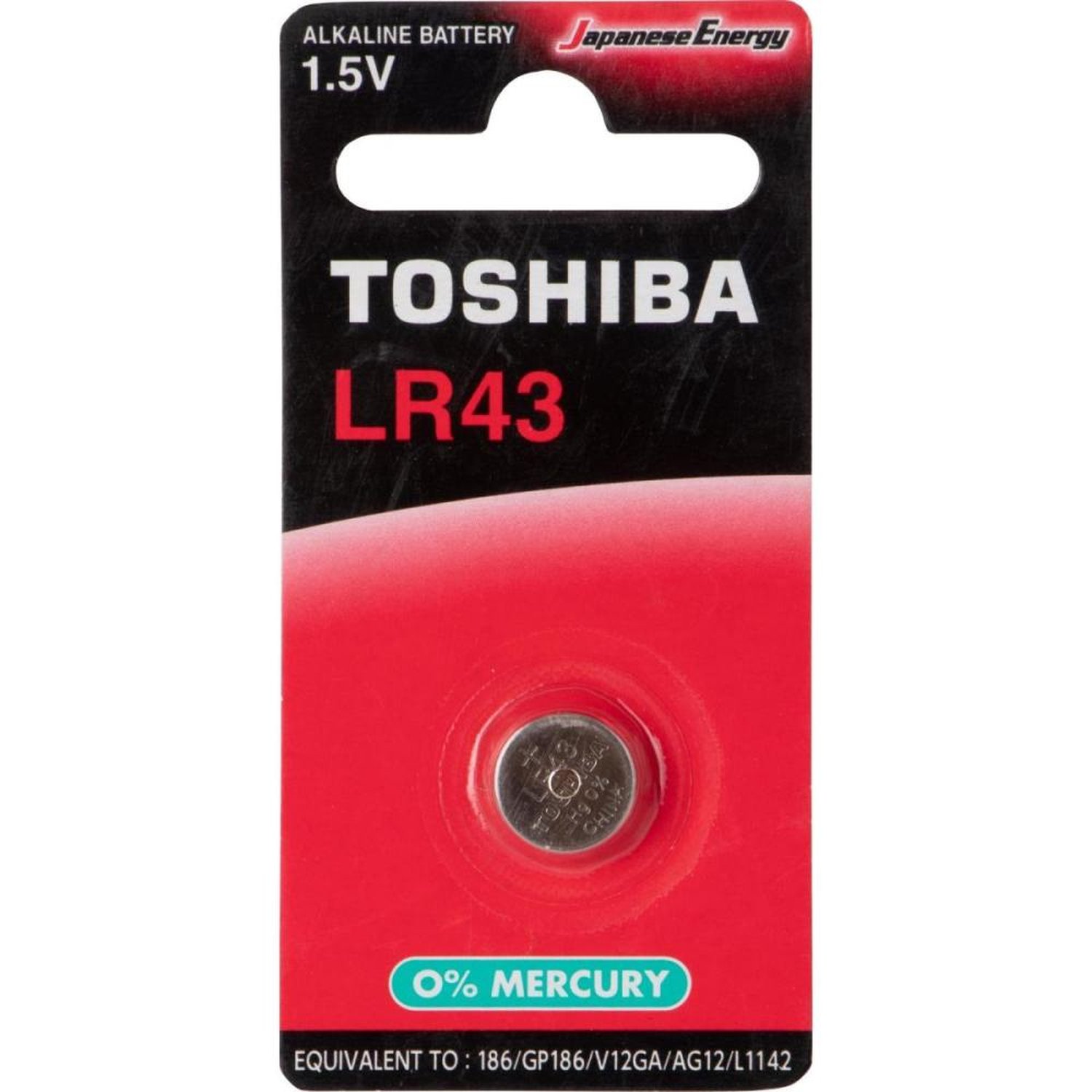 Pilha Botão Alcalina LR43 Toshiba - Cartela com 1 pilha