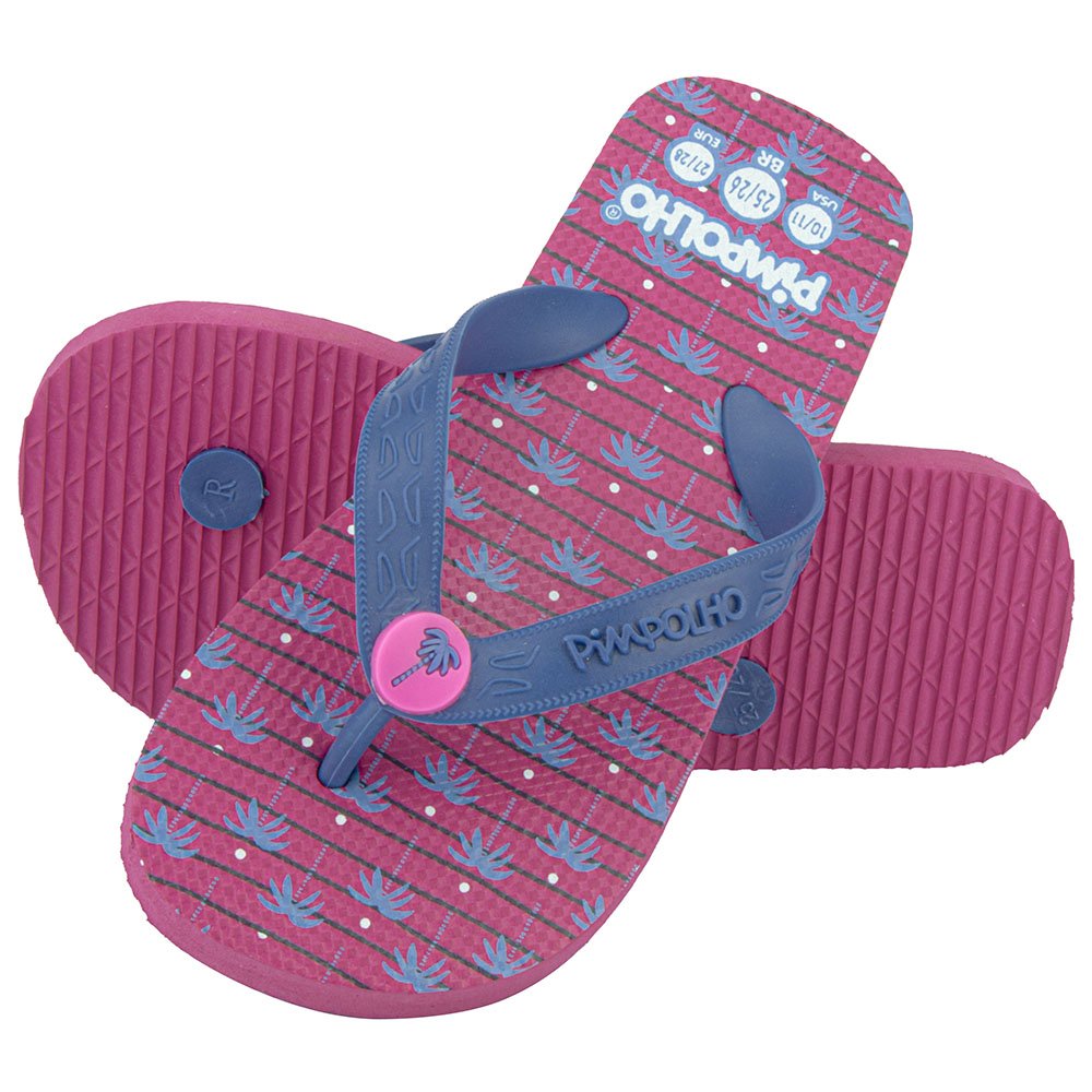 Kit Sandalia Praiana Infantil Kids 24-32 Azul Palmeira Feminino Pimpolho Com 12 Pares - Numeração 24 A 32