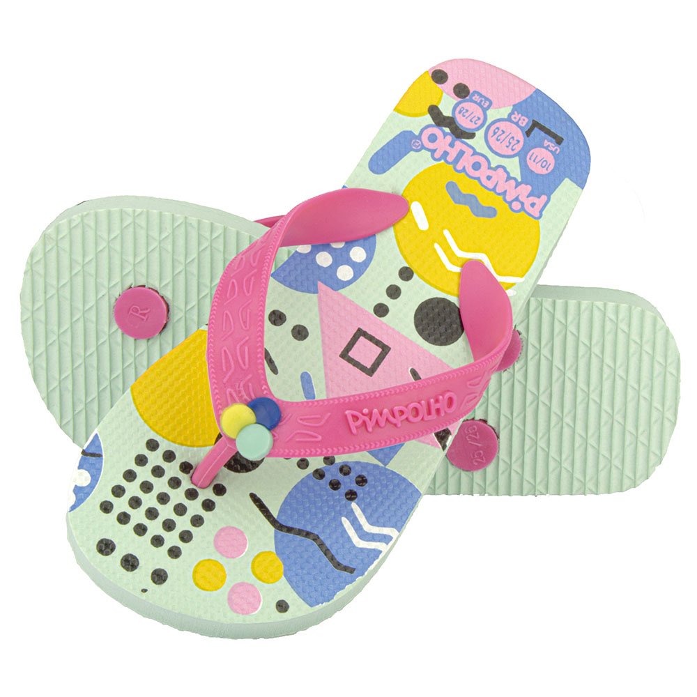 Kit Sandalia Praiana Infantil Kids 24-32 Pink Geométrica Feminino Pimpolho Com 12 Pares - Numeração 24 A 32