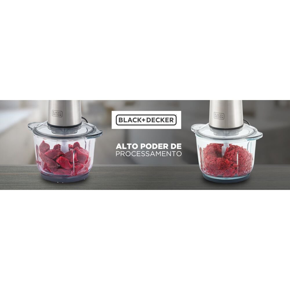Mini Processador Tigela Vidro 300W Black+Decker MP300GB2 220V