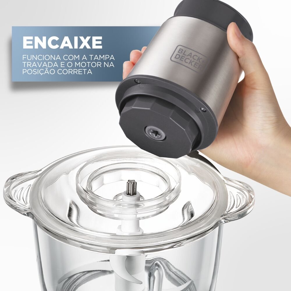 Mini Processador Tigela Vidro 300W Black+Decker MP300GB2 220V