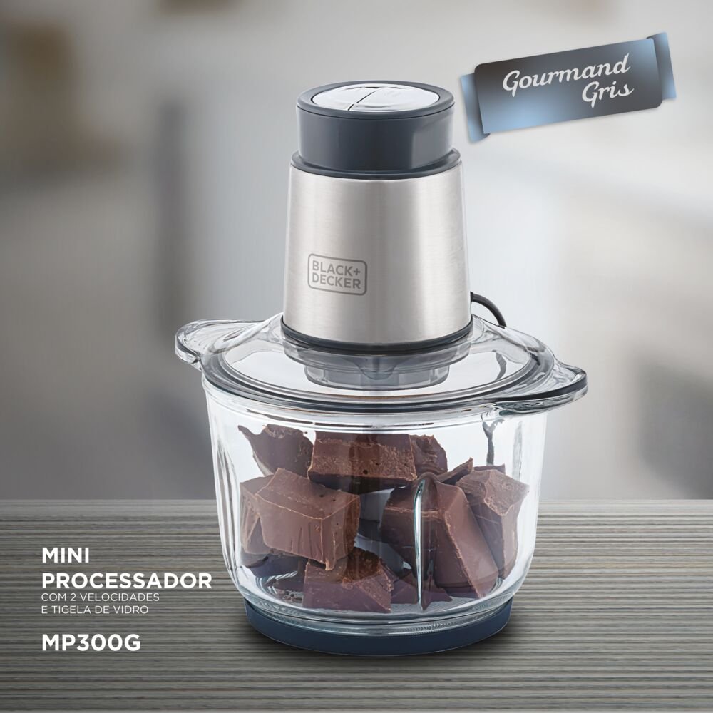 Mini Processador Tigela Vidro 300W Black+Decker MP300GB2 220V