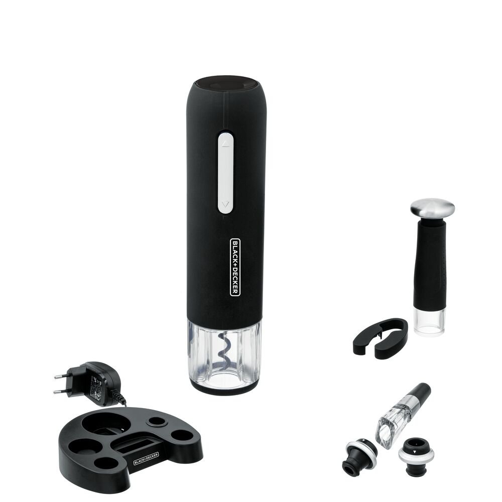 Kit Abridor de Vinho Recarregável com entrada Usb e Com Preservador Black+Decker W20BR